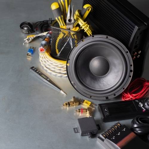 Car audio store in Fremont, CA, with modern stereo display
