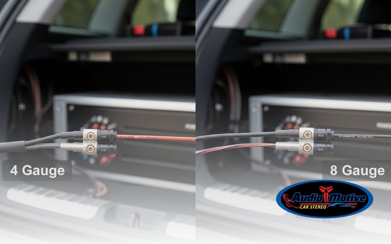 4 gauge vs 8 gauge amp wiring in a car audio amplifier install