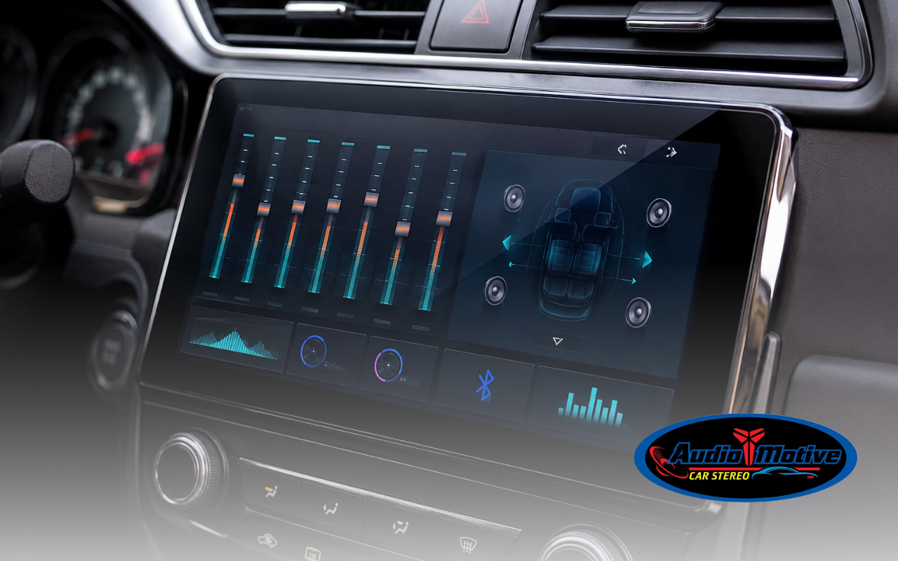 Advanced car audio features displayed on a modern touchscreen receiver