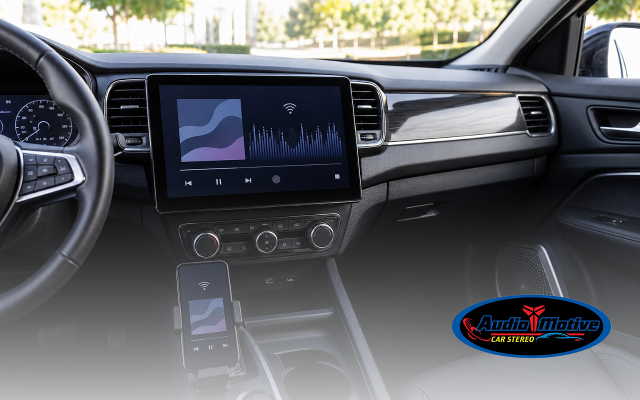 Wireless car audio systems with a modern touchscreen dashboard