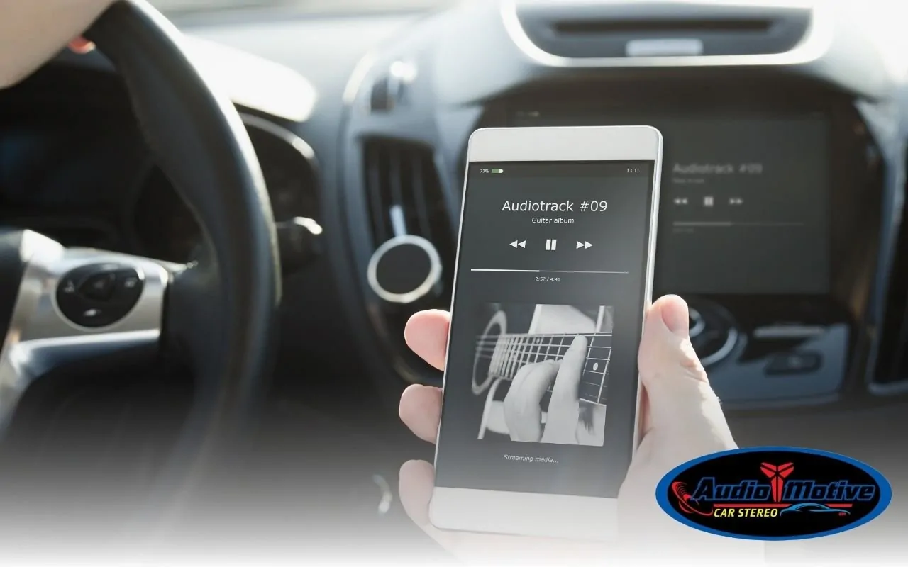 Driver streaming music over Bluetooth in car