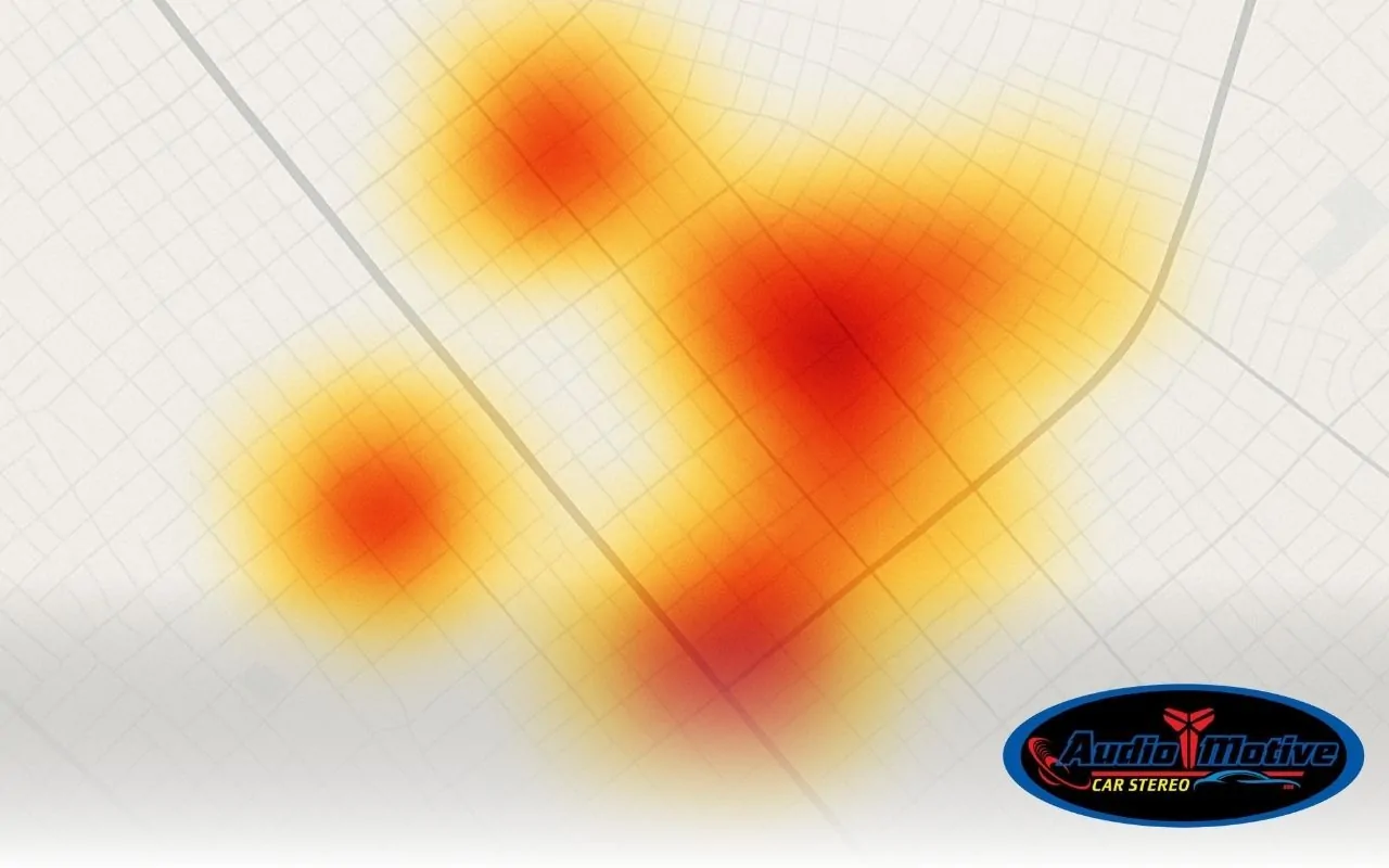 Heatmap showing areas of high car theft activity in San Leandro