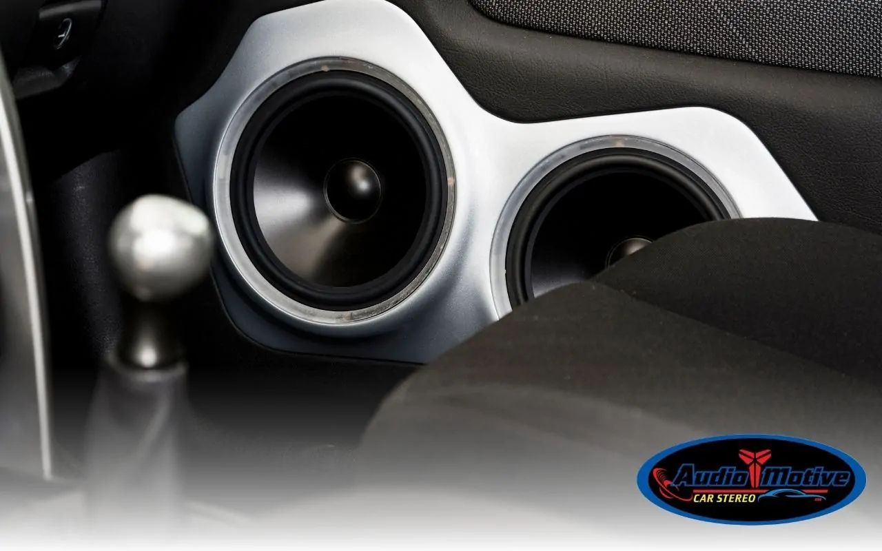 High-quality car audio system with amplifier-powered speakers installed in the vehicle interior.