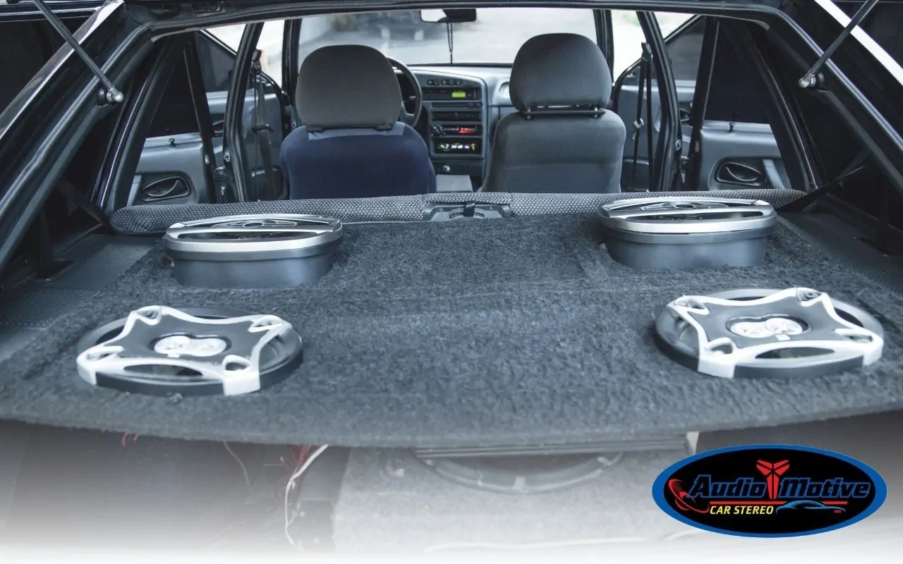 1. Custom car audio system with multiple amplifiers wired together