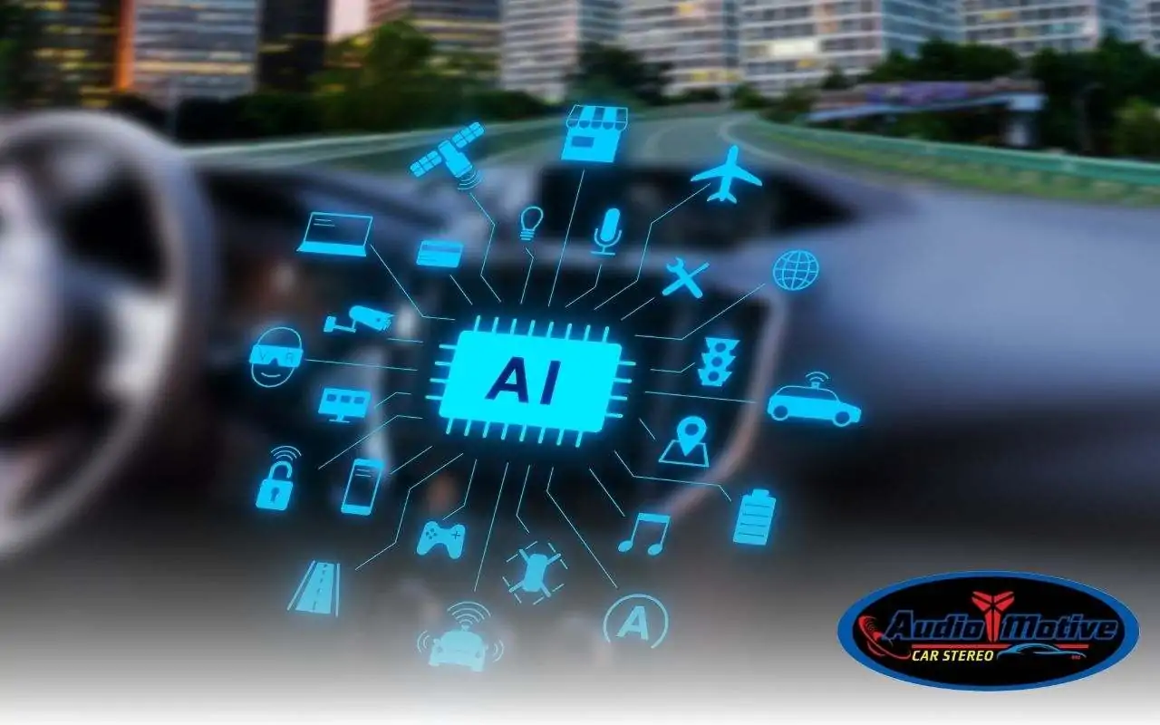 Digital car dashboard displaying AI-powered vehicle security alerts