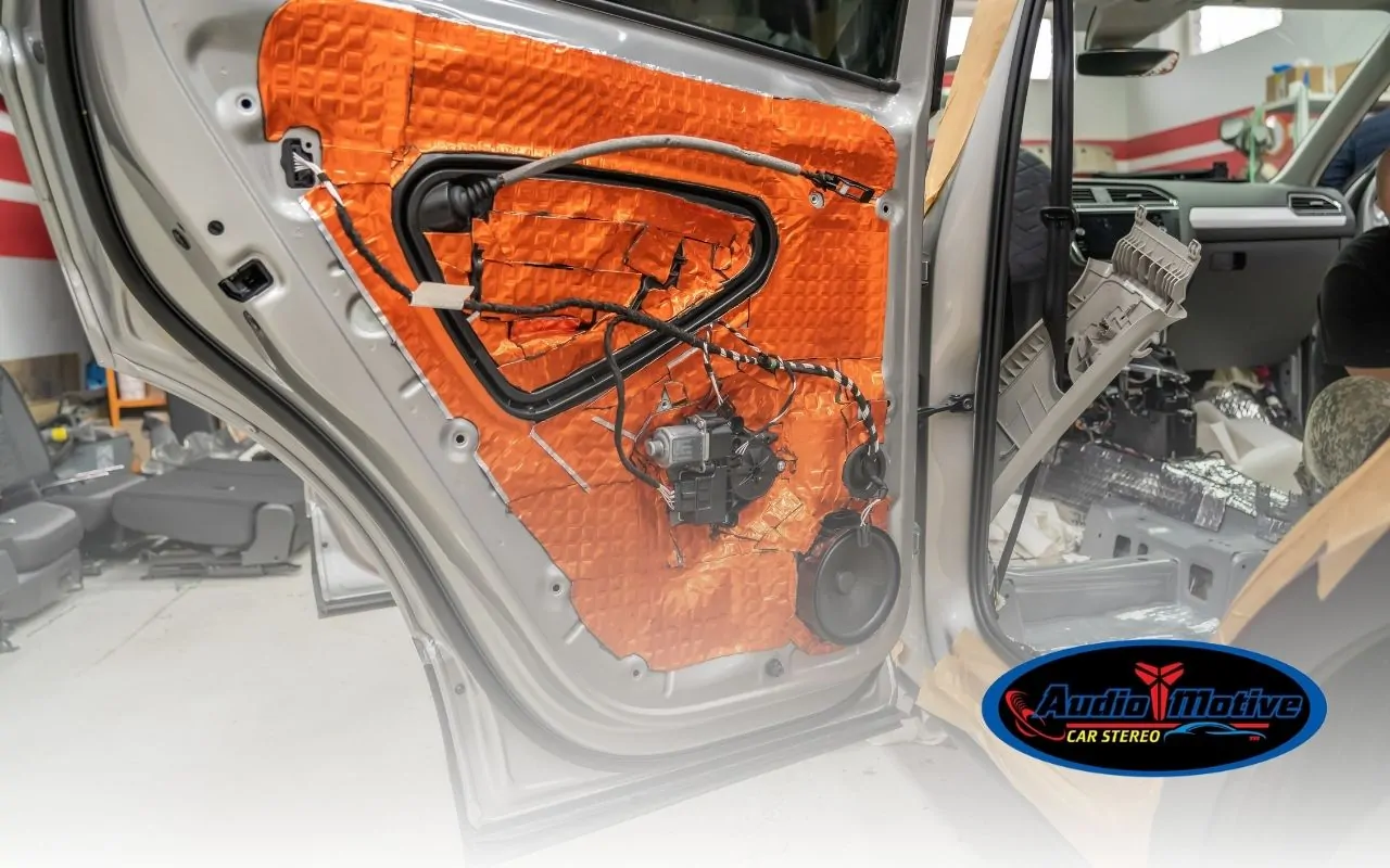 Interior view of soundproof car doors installation blocking noise effectively