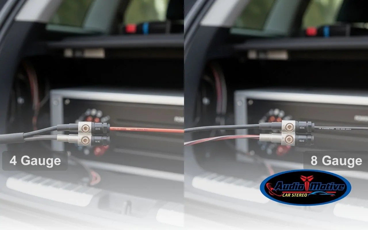 4 gauge vs 8 gauge amp wiring in a car audio amplifier install